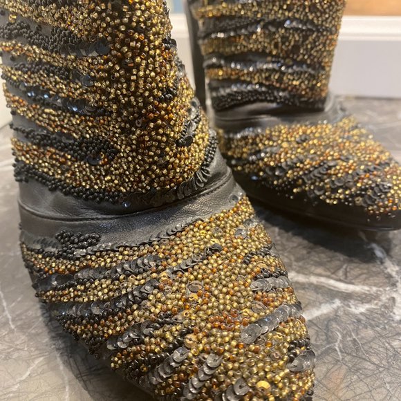 Stunning Barbara Bui Embroidered Glitter Boots - Picture 4 of 5